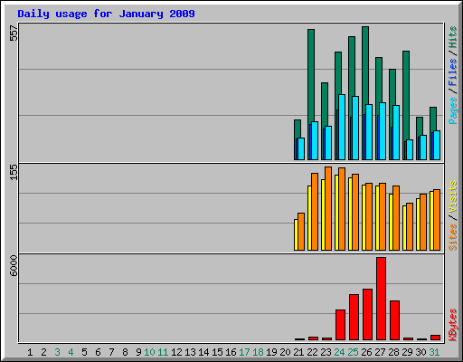 Daily usage for January 2009