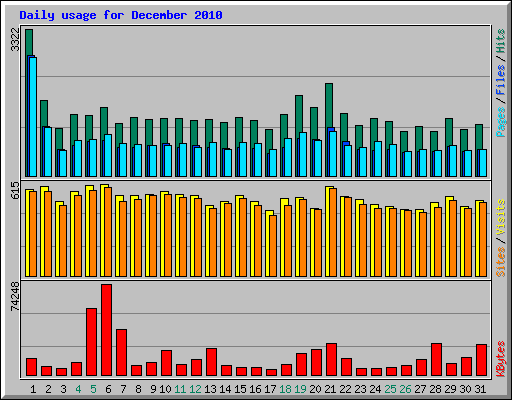 Daily usage for December 2010
