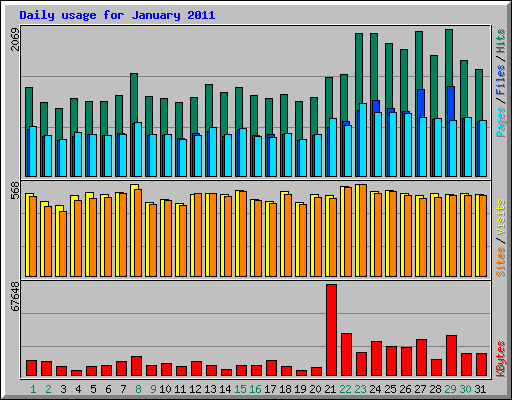 Daily usage for January 2011