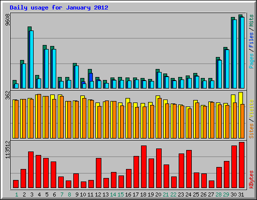 Daily usage for January 2012