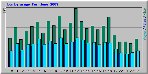 Hourly usage for June 2009