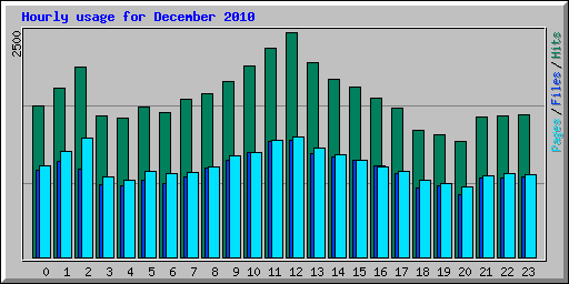 Hourly usage for December 2010