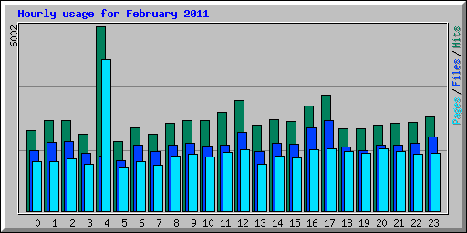 Hourly usage for February 2011